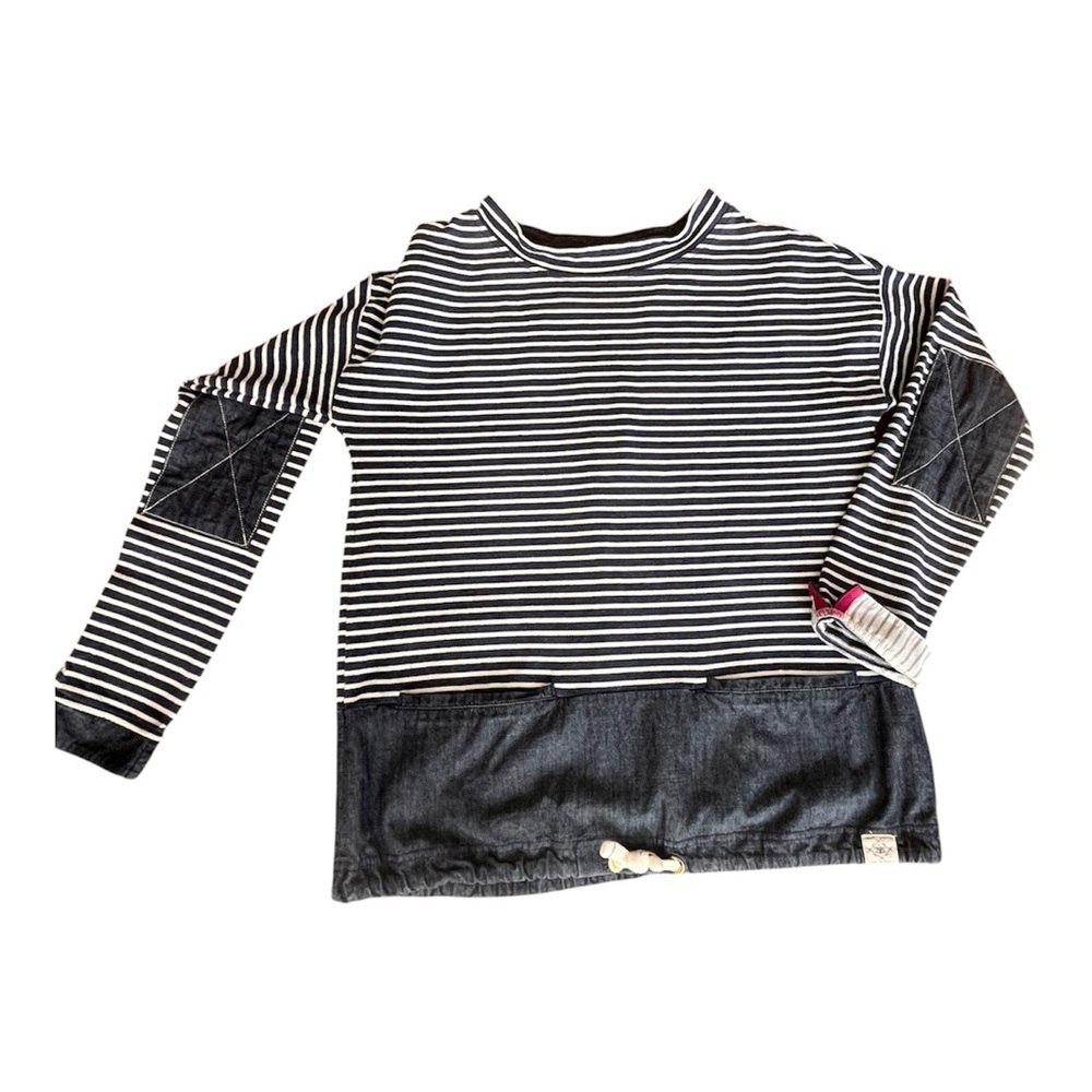 Joules “Mariana” Denim Blue & White Nautical Stripe Top size 6